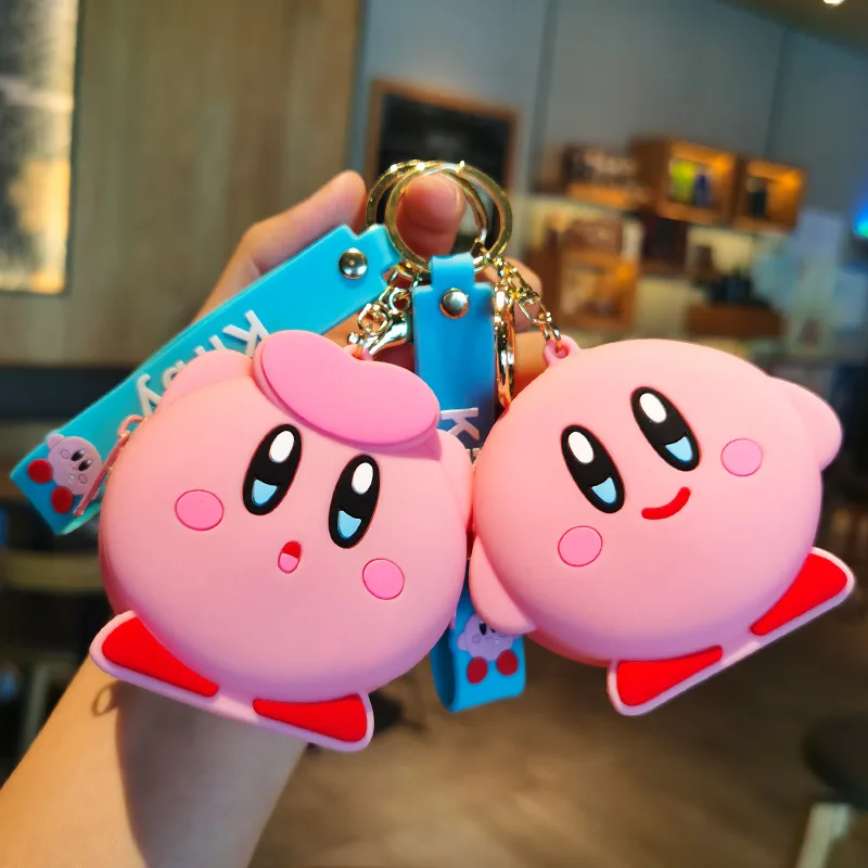 Kawaii Anime Cartoon Kirby Keychain Cute Star Kirby Silicone Wallet Key Ring Backpack Pendant Ornaments Jewelry 1 - Kirby Plush
