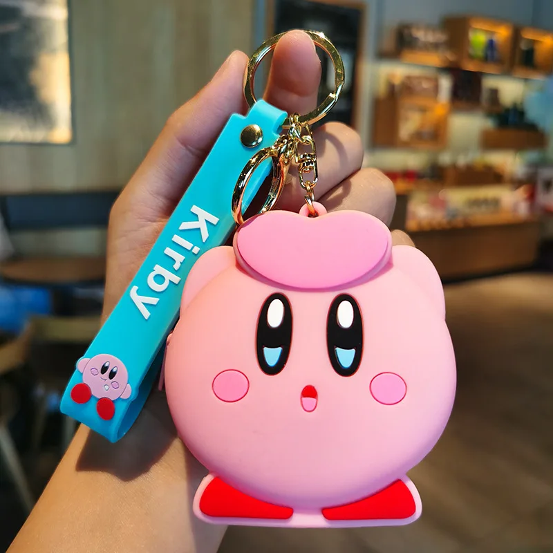 Kawaii Anime Cartoon Kirby Keychain Cute Star Kirby Silicone Wallet Key Ring Backpack Pendant Ornaments Jewelry 3 - Kirby Plush