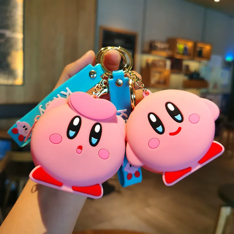 Kawaii Anime Cartoon Kirby Keychain Cute Star Kirby Silicone Wallet Key Ring Backpack Pendant Ornaments Jewelry - Kirby Plush