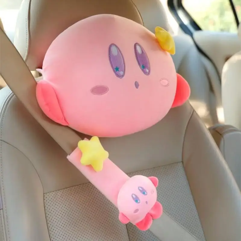 Kawaii Anime Star Kirby Series Plush Toy Cartoon Car Neck Pillow Headrest Creative Kirby Eyemask Seat 1 - Kirby Plush