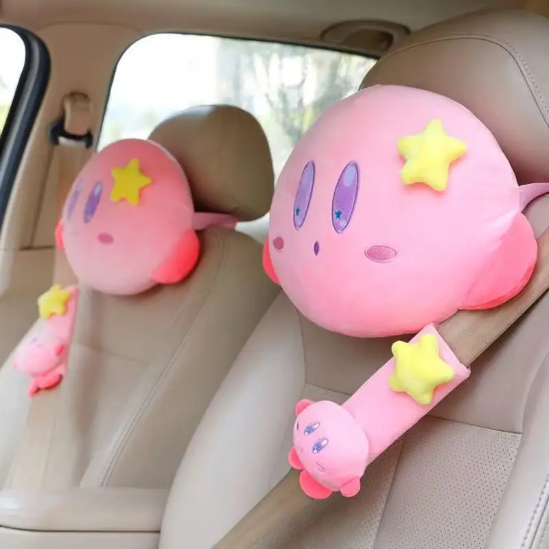 Kawaii Anime Star Kirby Series Plush Toy Cartoon Car Neck Pillow Headrest Creative Kirby Eyemask Seat 2 - Kirby Plush