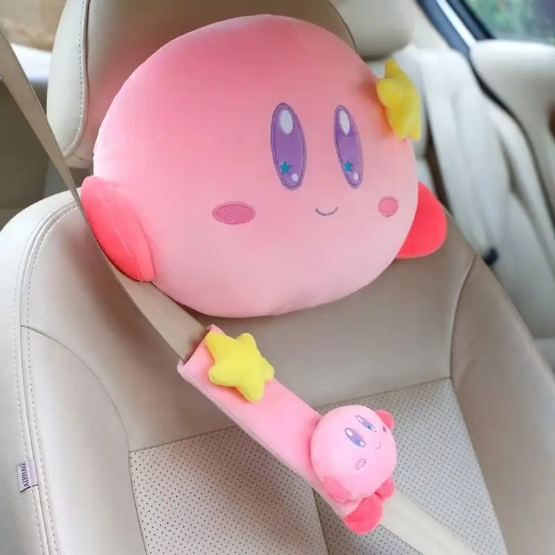 Kawaii Anime Star Kirby Series Plush Toy Cartoon Car Neck Pillow Headrest Creative Kirby Eyemask Seat - Kirby Plush