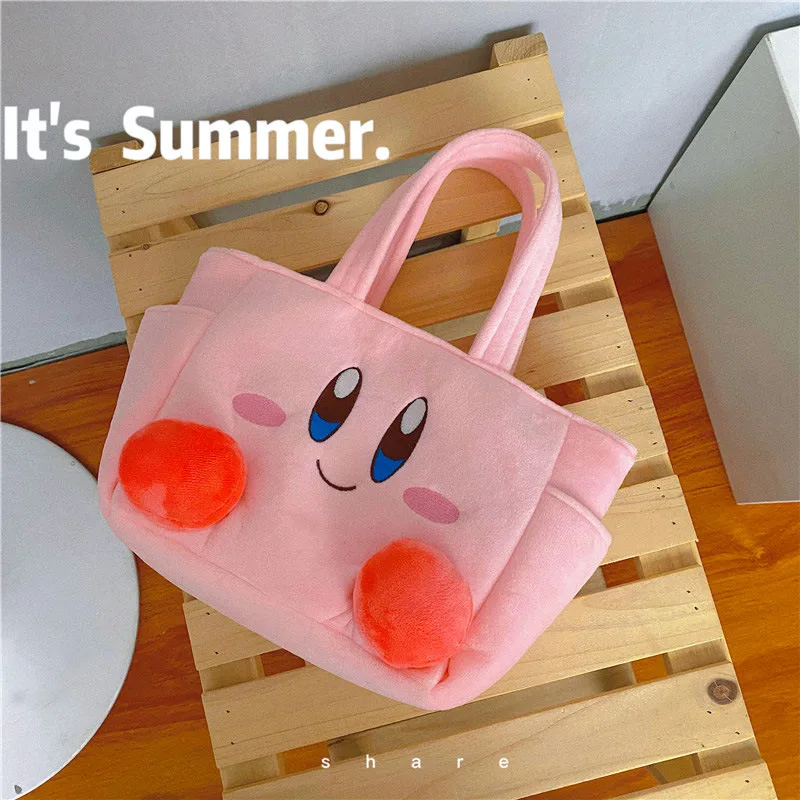 Kawaii Star Kirby Plush Doll Handbag Cosmetic Bag Cartoon Cute Anime Pink Kirby Plush Lunch Storage 1 - Kirby Plush