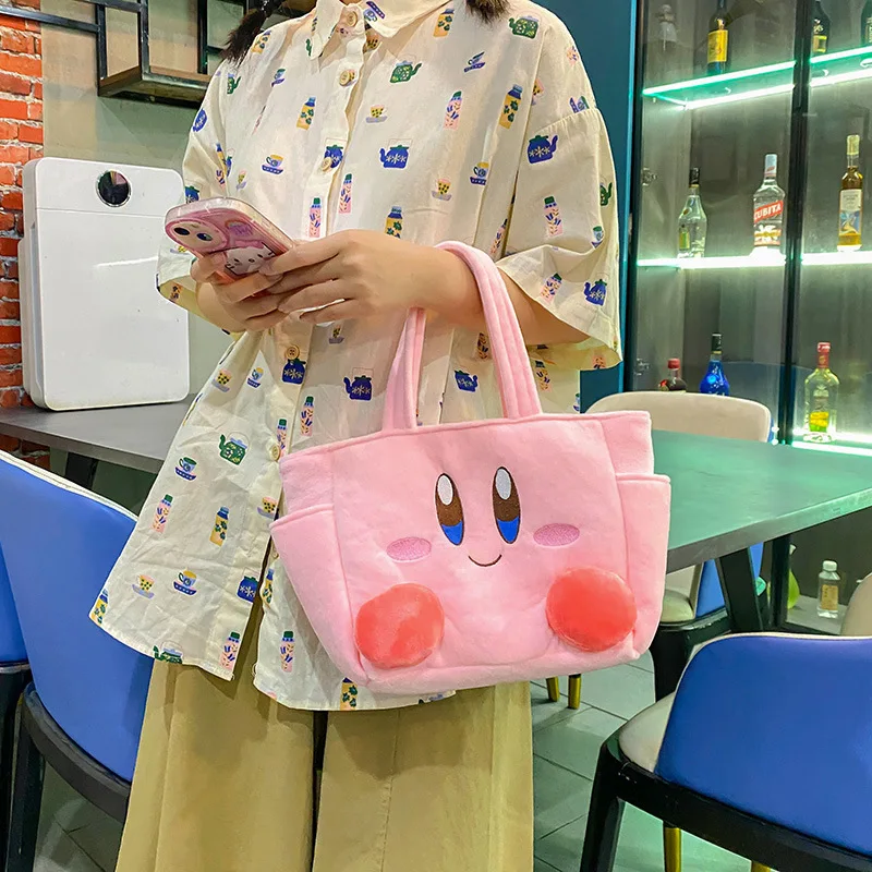 Kawaii Star Kirby Plush Doll Handbag Cosmetic Bag Cartoon Cute Anime Pink Kirby Plush Lunch Storage 4 - Kirby Plush