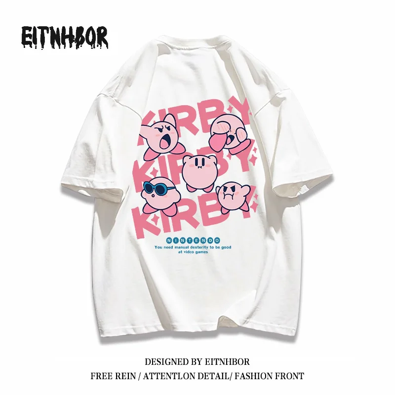 Kirby Large Size Short sleeved Anime Cute Cartoon T shirt Kawaii Sweat absorbing Breathable Casual All 1 - Kirby Plush