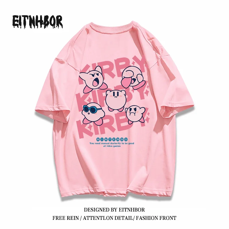 Kirby Large Size Short sleeved Anime Cute Cartoon T shirt Kawaii Sweat absorbing Breathable Casual All 4 - Kirby Plush