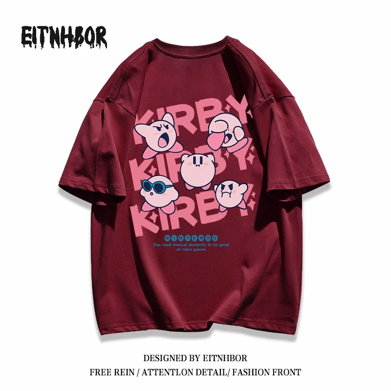 Kirby Large Size Short sleeved Anime Cute Cartoon T shirt Kawaii Sweat absorbing Breathable Casual All 5 - Kirby Plush