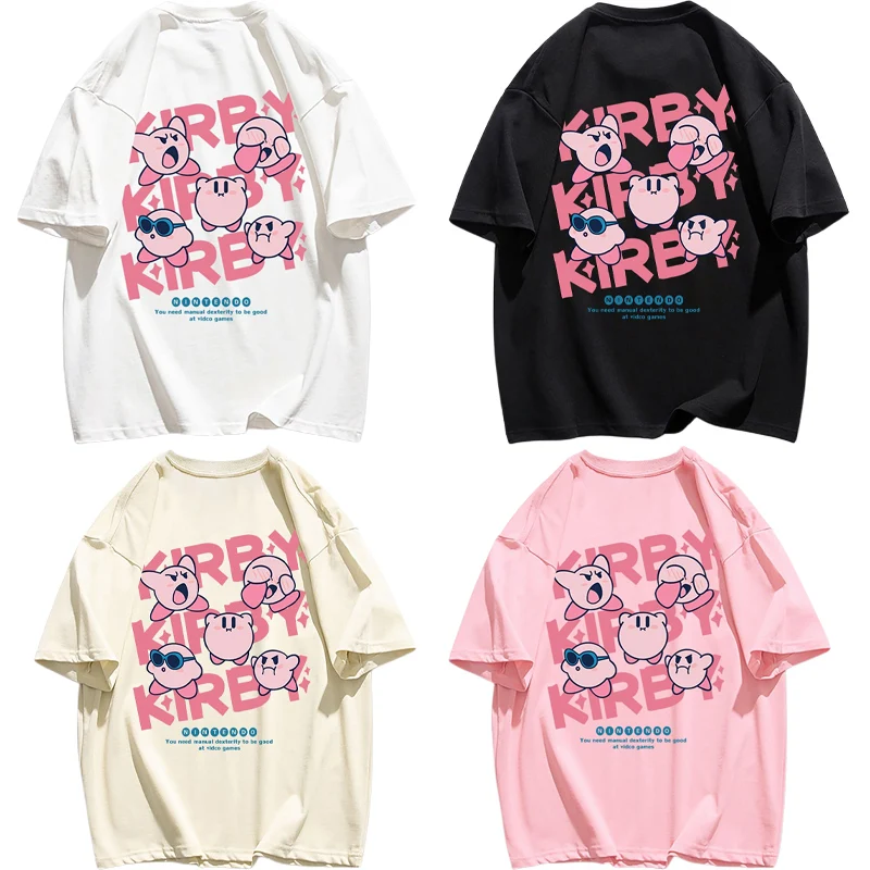 Kirby Large Size Short sleeved Anime Cute Cartoon T shirt Kawaii Sweat absorbing Breathable Casual All - Kirby Plush