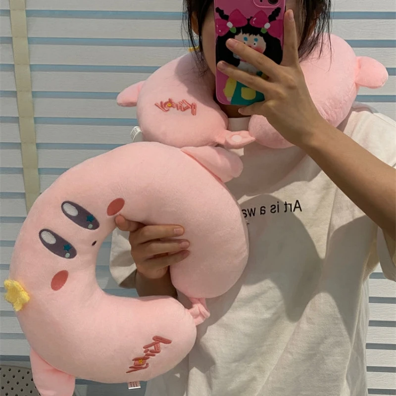 Kirby Pink Plush U Shaped Pillow Summer Doll Soft Stuffed Girl Heart Fluffy Star Eye Neck - Kirby Plush