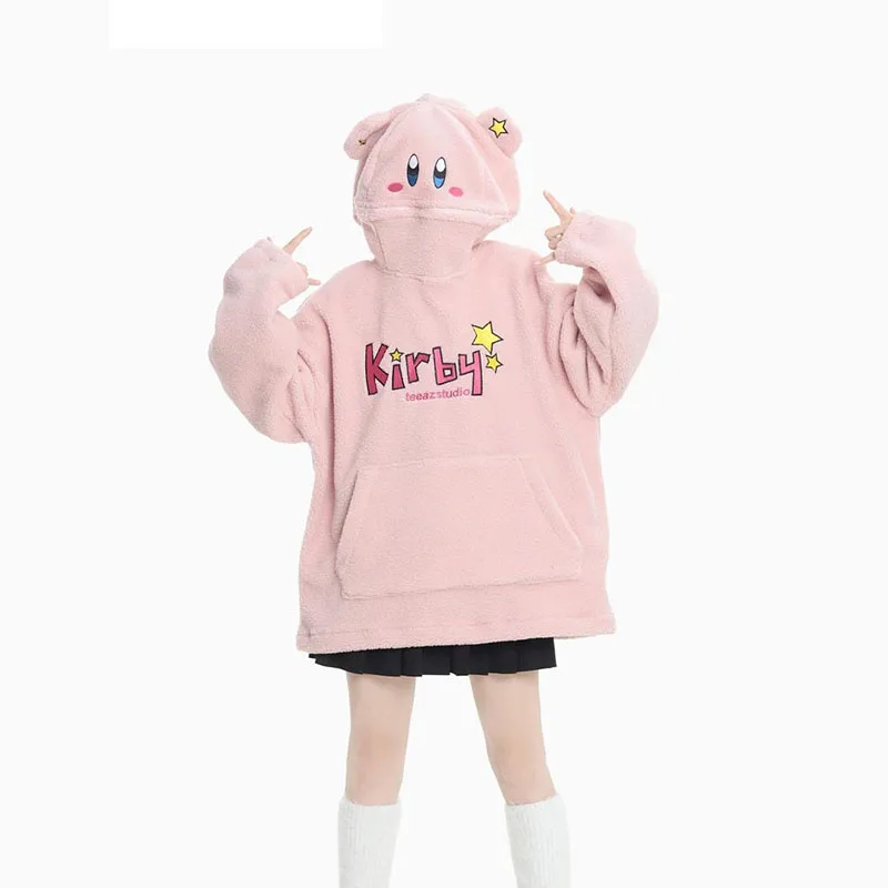 New Anime Kawaii Kirby Berber Fleece Hoodie Winter Interest Unique Trendy Fashion Loose Comfortable Durable Girls - Kirby Plush