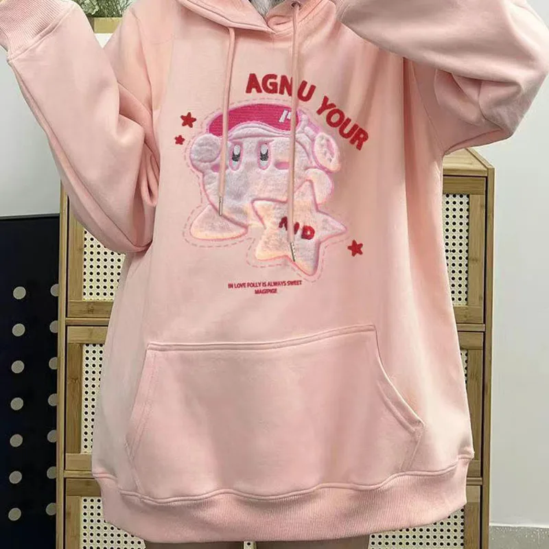 New Anime Kawaii Kirby Hooded Hoodie Good Texture Anti Pilling Sweet Girl Student Daily Wear Fashion 4 - Kirby Plush