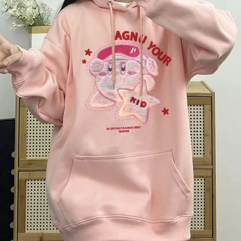 New Anime Kawaii Kirby Hooded Hoodie Good Texture Anti Pilling Sweet Girl Student Daily Wear Fashion 5 - Kirby Plush