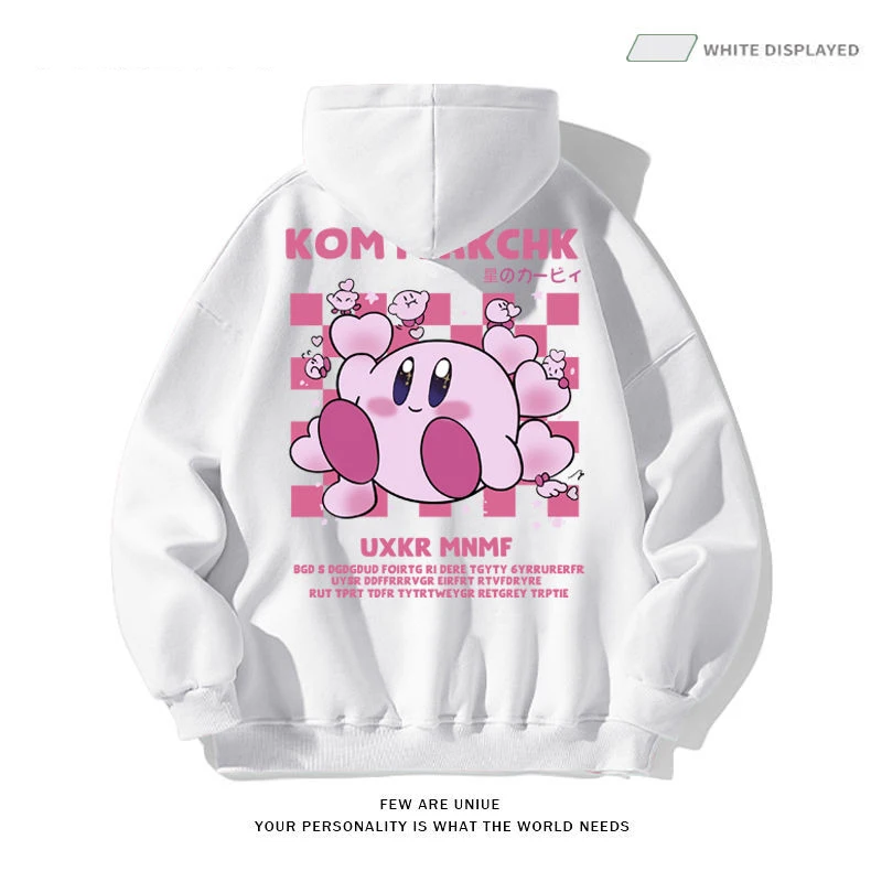 Sanrio Anime Cartoon Character Kawaii Red Bear Kirby Print Couple Hooded Sweater Fleece Thick Coat Halloween 2 - Kirby Plush