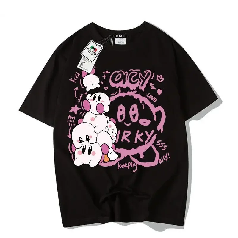 Sanrio Summer Kirby Graphic T Shirts Cartoon Loose Y2K Top Kpop Preppy Style Unisex T shirt 1 - Kirby Plush