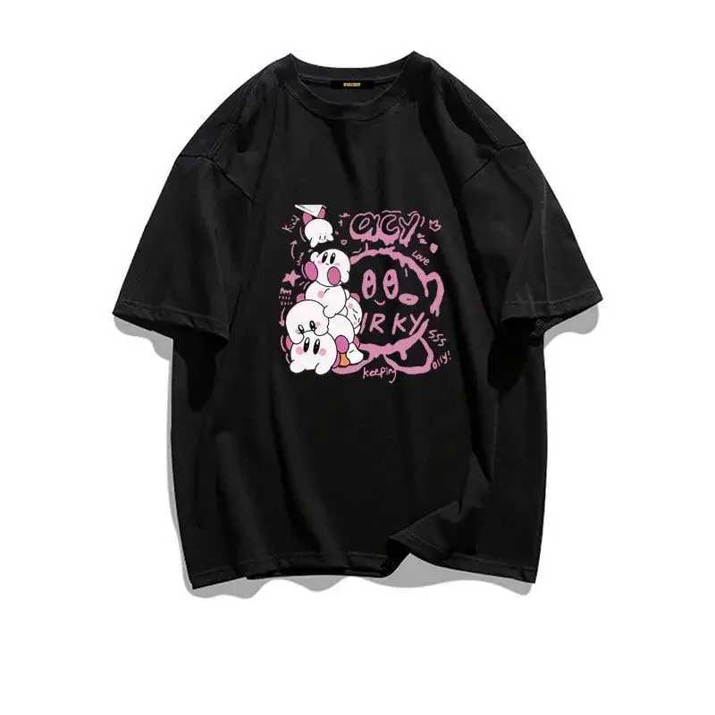 Sanrio Summer Kirby Graphic T Shirts Cartoon Loose Y2K Top Kpop Preppy Style Unisex T shirt 3 - Kirby Plush