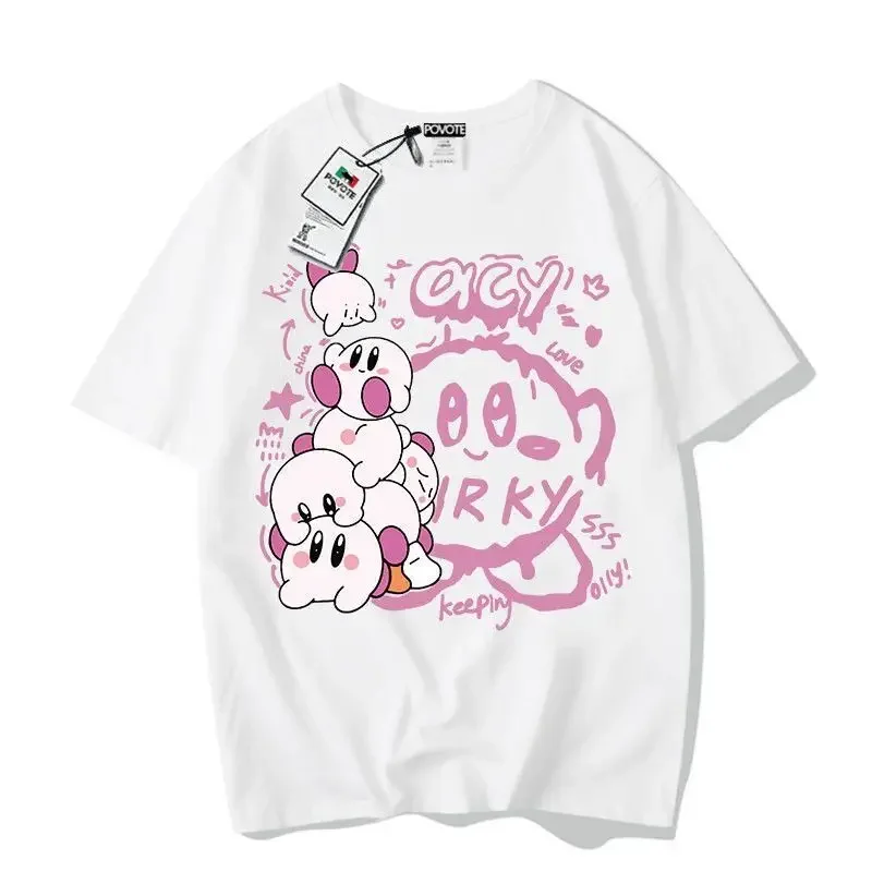 Sanrio Summer Kirby Graphic T Shirts Cartoon Loose Y2K Top Kpop Preppy Style Unisex T shirt - Kirby Plush