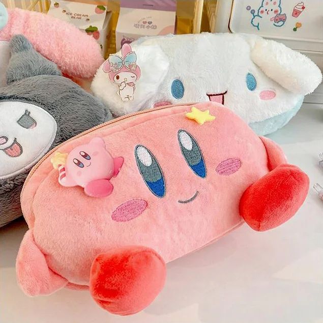 Sanrios Kuromi Melody Cinnamoroll Star Kirby Plush Pencil Bag Kawaii Large Capacity Japanese Cartoon Girl Gift 2 - Kirby Plush