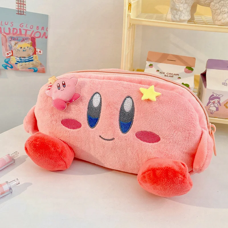 Sanrios Kuromi Melody Cinnamoroll Star Kirby Plush Pencil Bag Kawaii Large Capacity Japanese Cartoon Girl Gift - Kirby Plush