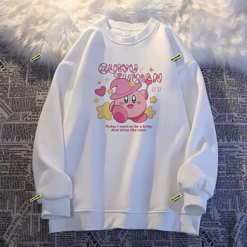 new kawaii cartoon kirby Children s Sweatshirts Warm hoodies with anime print and plush thickening for 3 - Kirby Plush