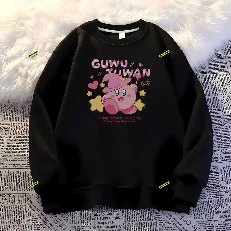 new kawaii cartoon kirby Children s Sweatshirts Warm hoodies with anime print and plush thickening for 5 - Kirby Plush